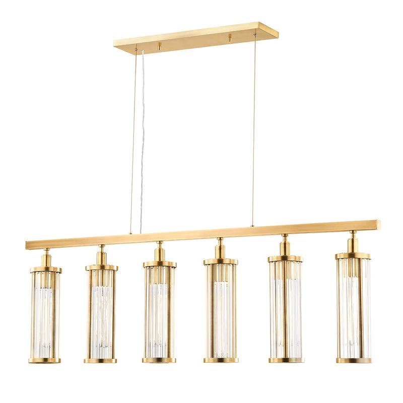 Hudson Valley - 9146-AGB - Six Light Island Pendant - Marley - Aged Brass