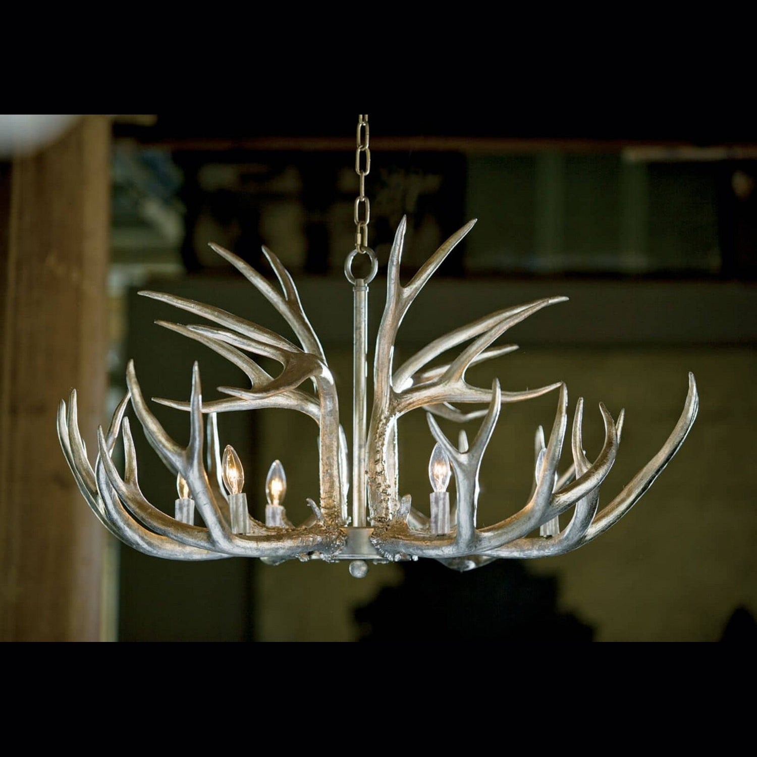 Regina Andrew - 16-1064 - Six Light Chandelier - Antler - Silver Leaf