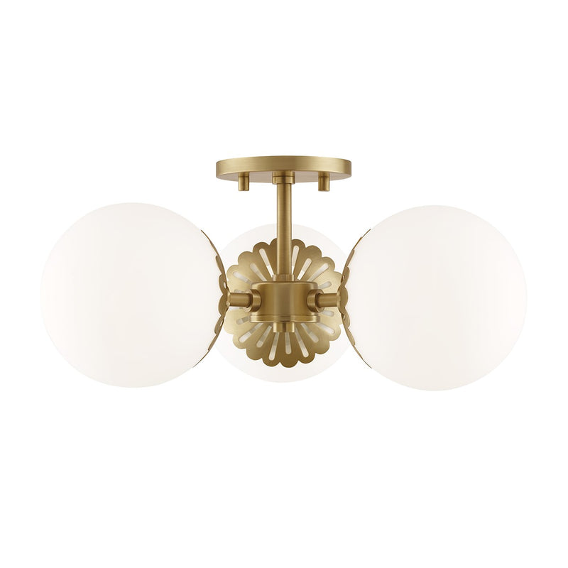 Mitzi - H193603-AGB - Three Light Semi Flush Mount - Paige - Aged Brass