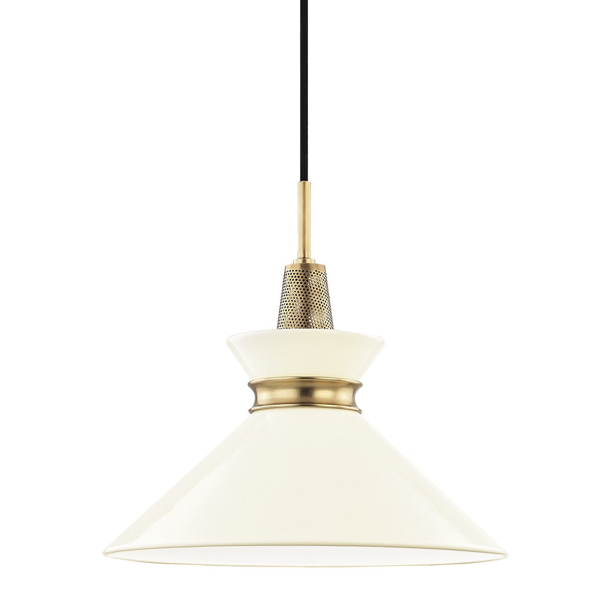 Mitzi - H251701S-AGB/CR - One Light Pendant - Kiki - Aged Brass/Cream