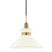 Mitzi - H251701S-AGB/CR - One Light Pendant - Kiki - Aged Brass/Cream