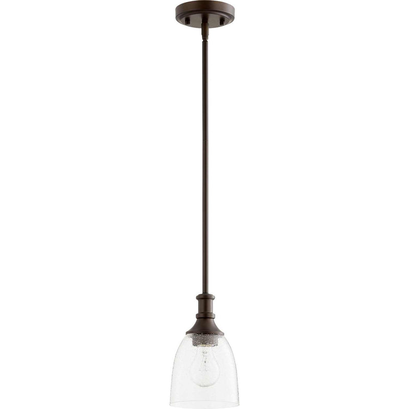 Quorum - 3811-186 - One Light Pendant - Richmond - Oiled Bronze w/ Clear/Seeded