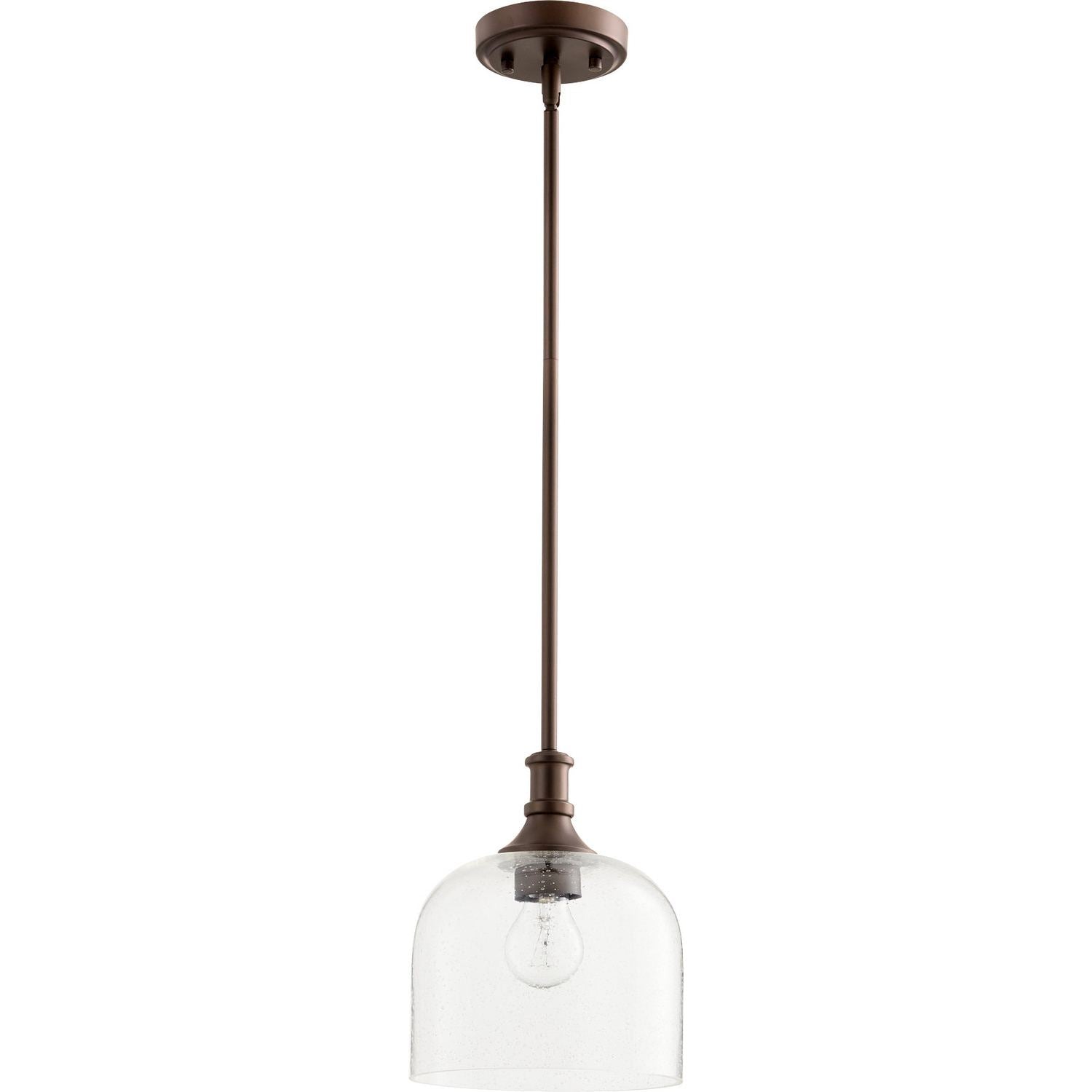 Quorum - 3911-186 - One Light Pendant - Richmond - Oiled Bronze w/ Clear/Seeded