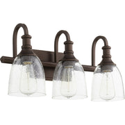 Quorum - 5011-3-186 - Three Light Vanity - Richmond - Oiled Bronze w/ Clear/Seeded