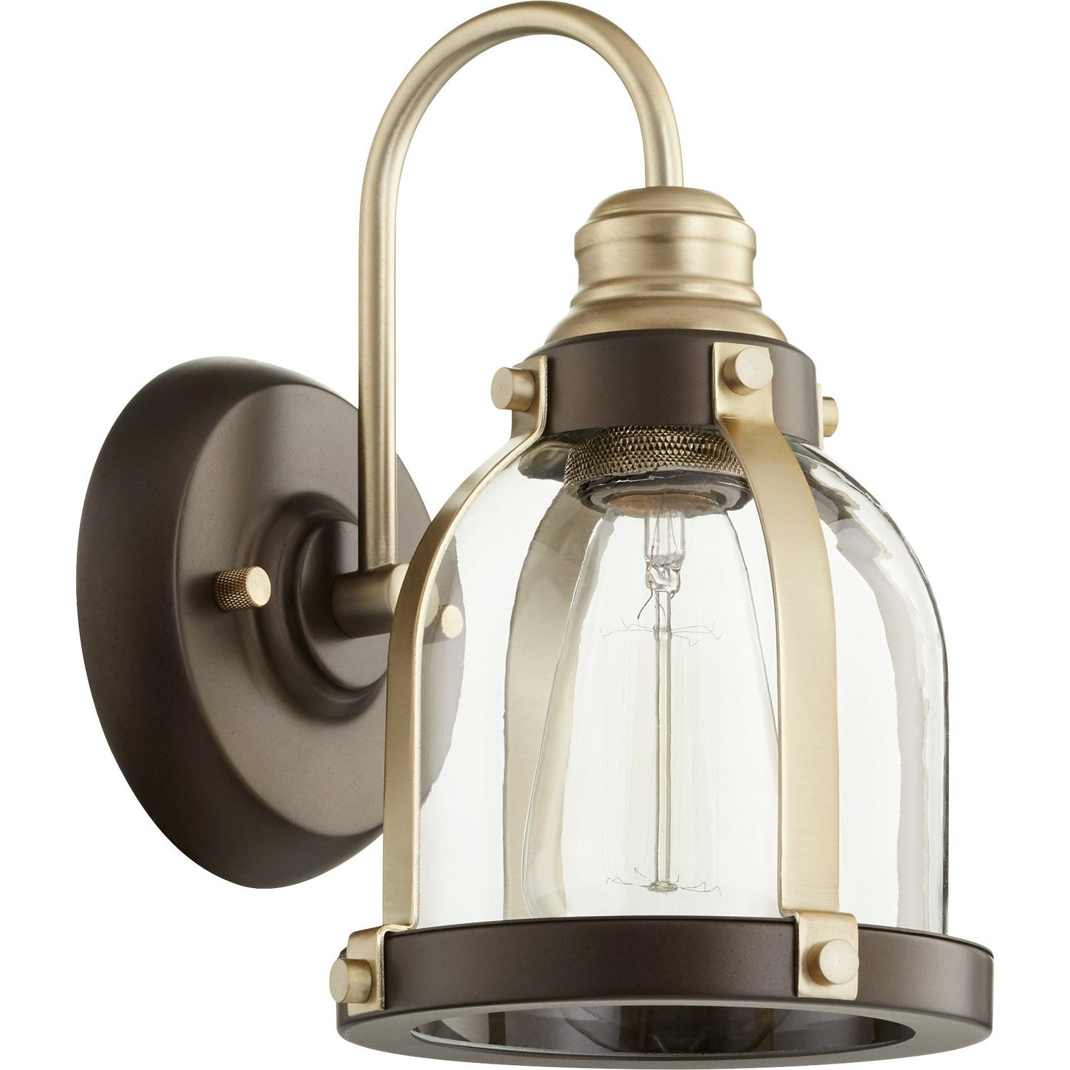 Quorum - 586-1-8086 - One Light Wall Mount - Banded Lighting Series - Aged Brass w/ Oiled Bronze
