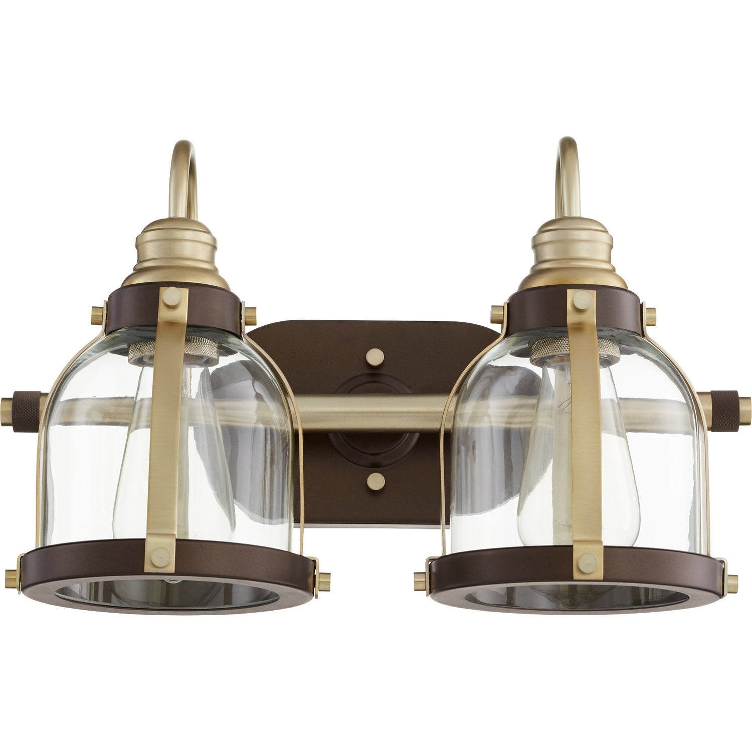 Quorum - 586-2-8086 - Two Light Vanity - Banded Lighting Series - Aged Brass w/ Oiled Bronze