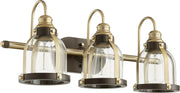 Quorum - 586-3-8086 - Three Light Vanity - Banded Lighting Series - Aged Brass w/ Oiled Bronze