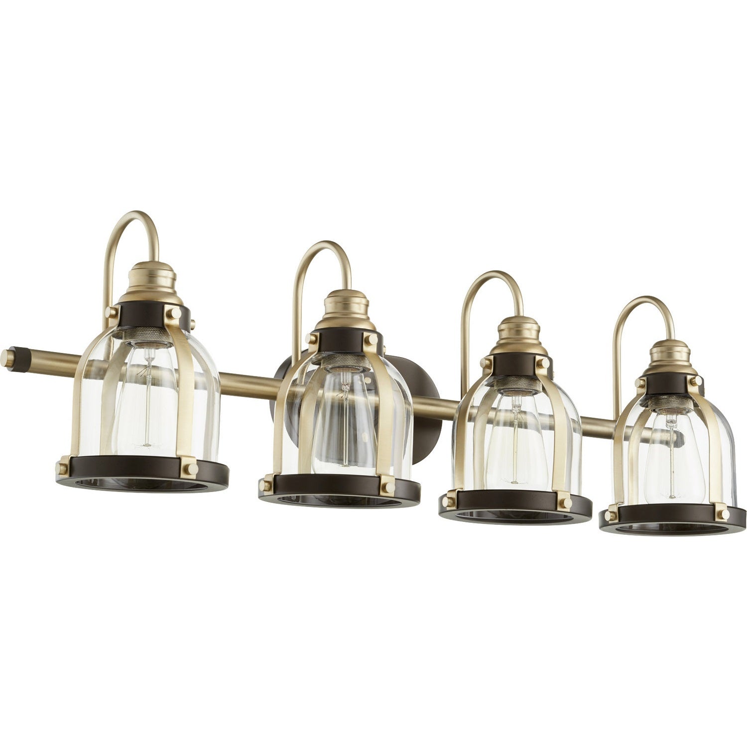 Quorum - 586-4-8086 - Four Light Vanity - Banded Lighting Series - Aged Brass w/ Oiled Bronze