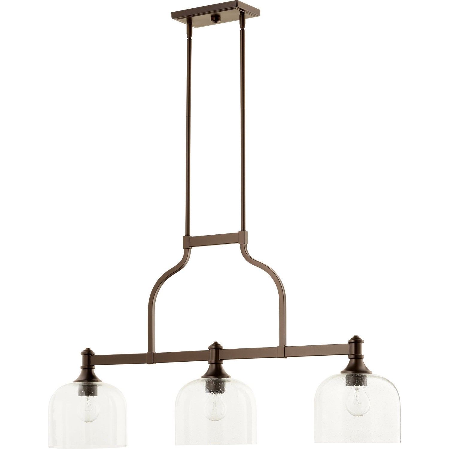 Quorum - 6611-3-186 - Three Light Island Pendant - Richmond - Oiled Bronze w/ Clear/Seeded