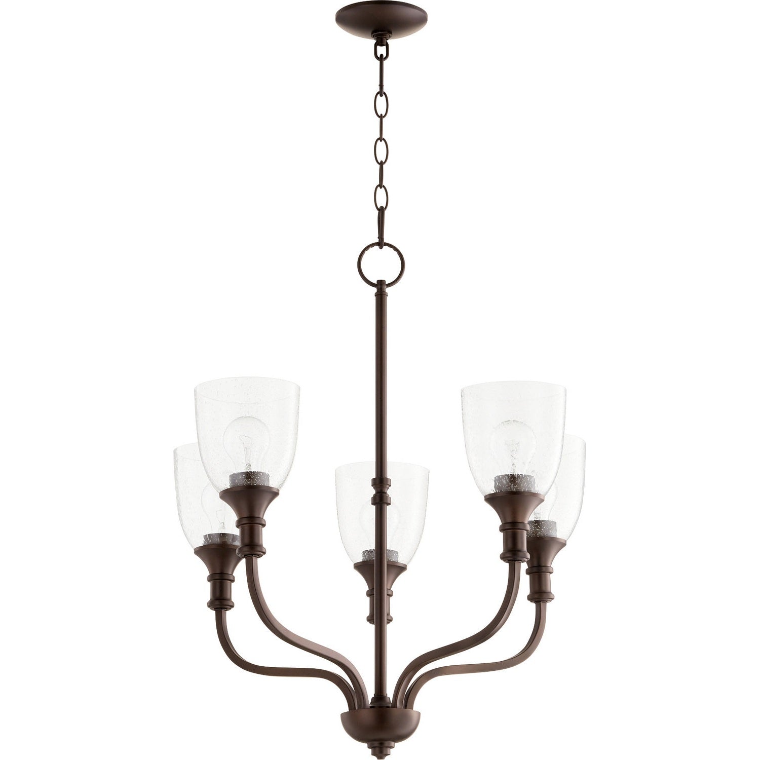 Quorum - 6811-5-186 - Five Light Chandelier - Richmond - Oiled Bronze w/ Clear/Seeded