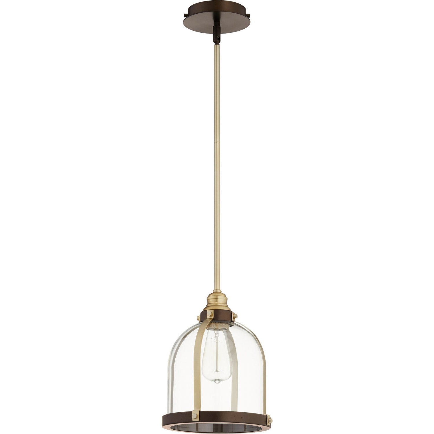 Quorum - 886-8086 - One Light Pendant - Banded Lighting Series - Aged Brass w/ Oiled Bronze