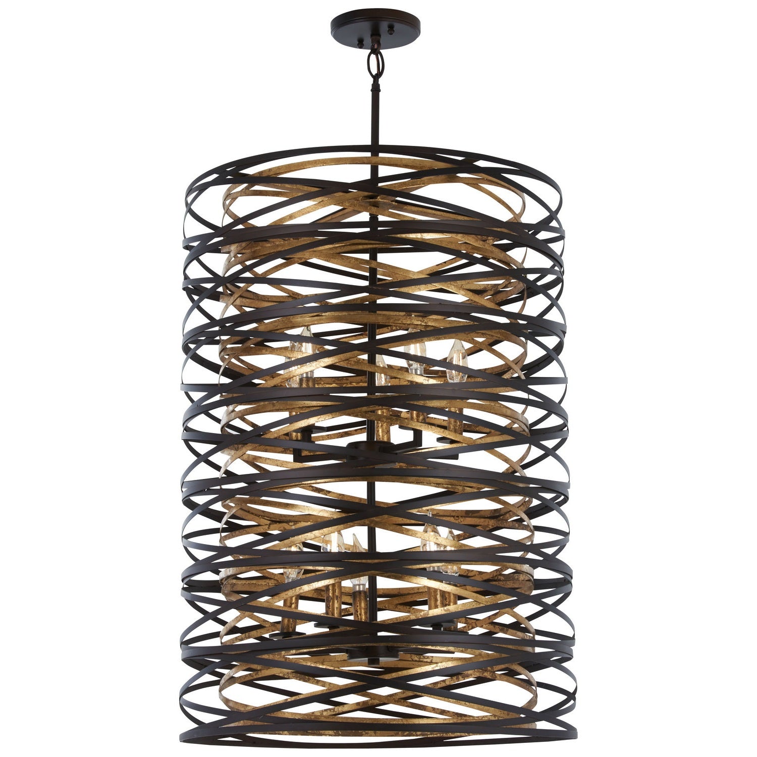 Minka-Lavery - 3679-111 - Ten Light Pendant - Vortic Flow - Dark Bronze W/Mosaic Gold Inte