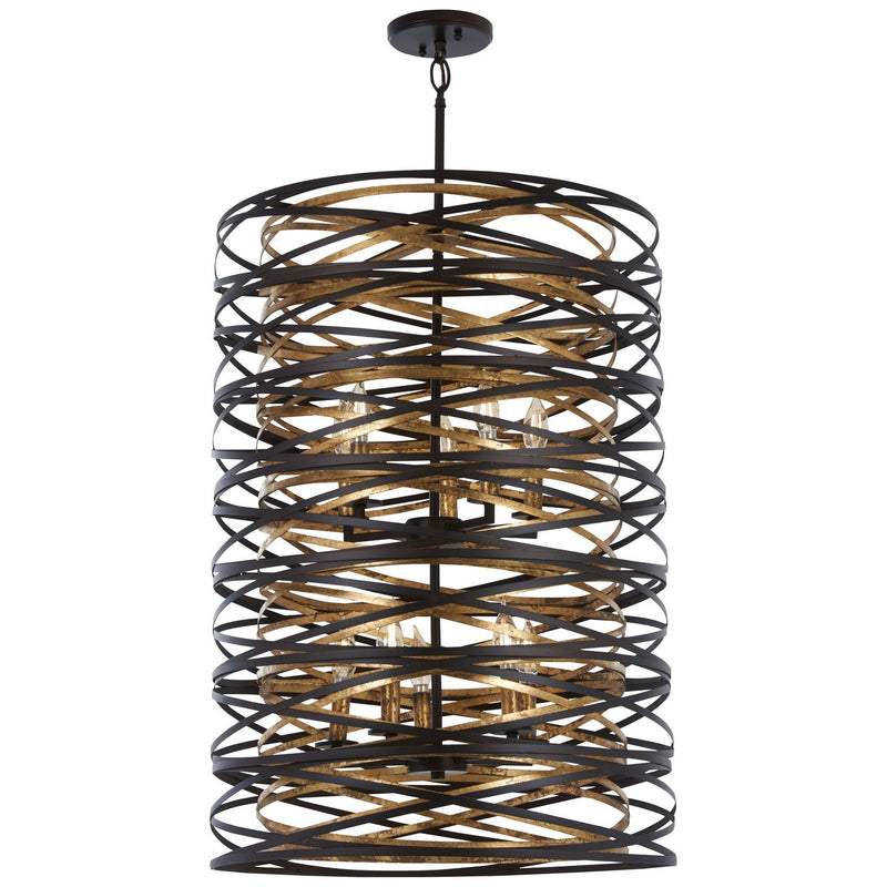 Minka-Lavery - 3679-111 - Ten Light Pendant - Vortic Flow - Dark Bronze W/Mosaic Gold Inte