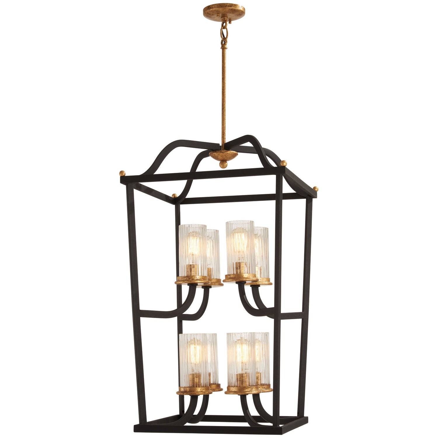 Minka-Lavery - 4518-100 - Eight Light Pendant - Posh Horizon - Sand Coal W/Gold Leaf