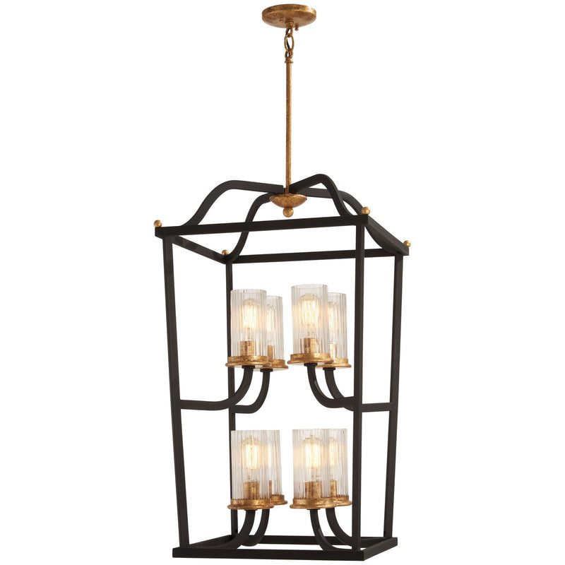 Minka-Lavery - 4518-100 - Eight Light Pendant - Posh Horizon - Sand Coal W/Gold Leaf