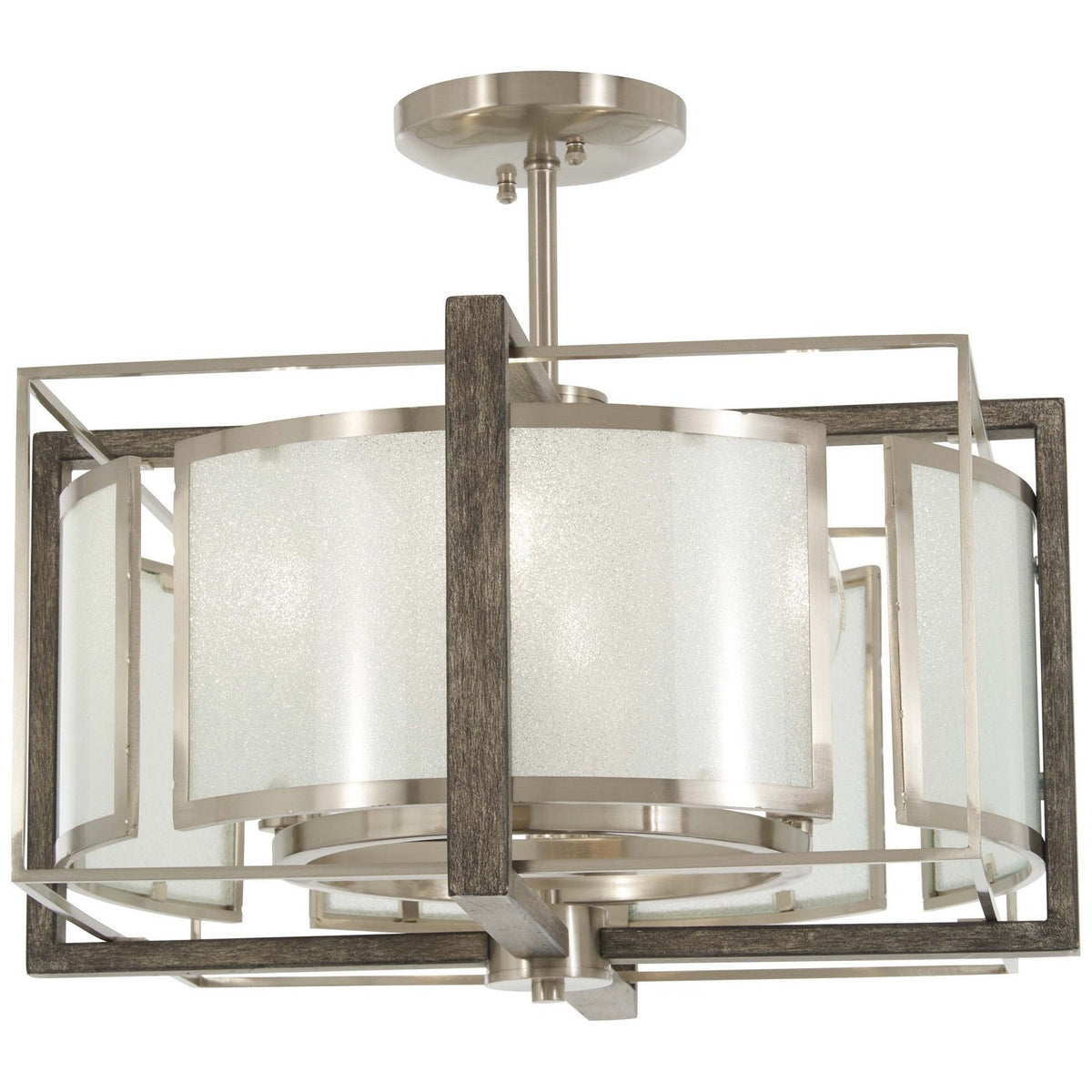Minka-Lavery - 4561-098 - Four Light Pendant(Convertible To Semiflush) - Tyson'S Gate - Brushed Nickel W/Shale Wood