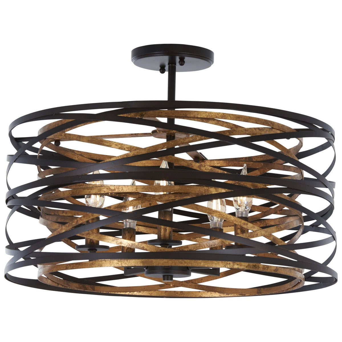 Minka-Lavery - 4671-111 - Five Light Semi Flush Mount - Vortic Flow - Dark Bronze W/Mosaic Gold Inte