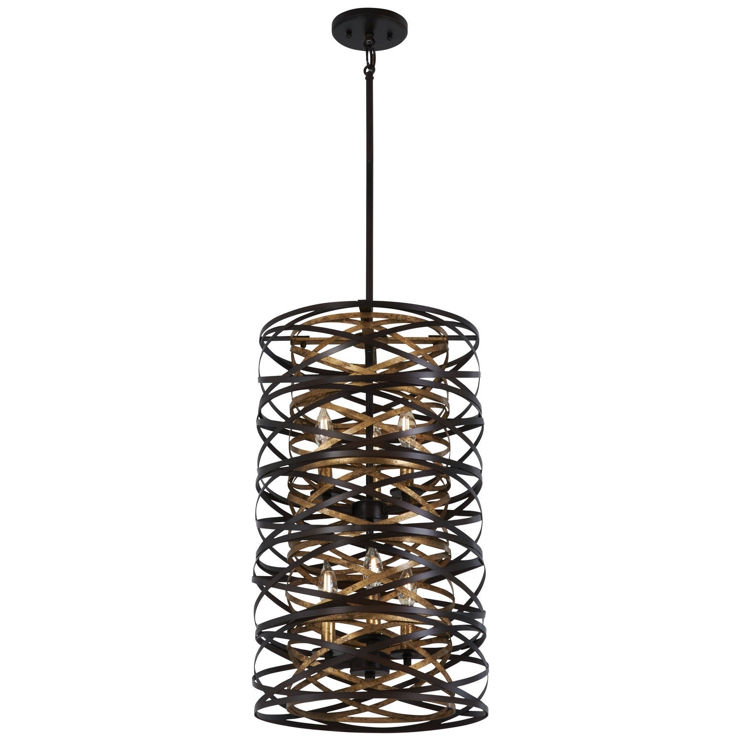 Minka-Lavery - 4672-111 - Six Light Pendant - Vortic Flow - Dark Bronze W/Mosaic Gold Inte