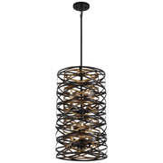 Minka-Lavery - 4672-111 - Six Light Pendant - Vortic Flow - Dark Bronze W/Mosaic Gold Inte