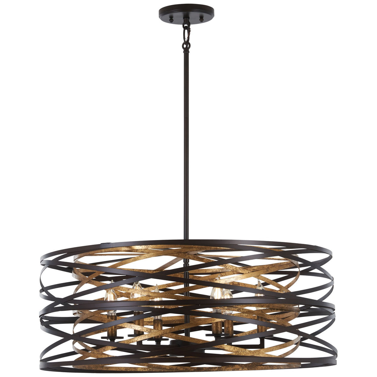 Minka-Lavery - 4673-111 - Six Light Pendant - Vortic Flow - Dark Bronze W/Mosaic Gold Inte