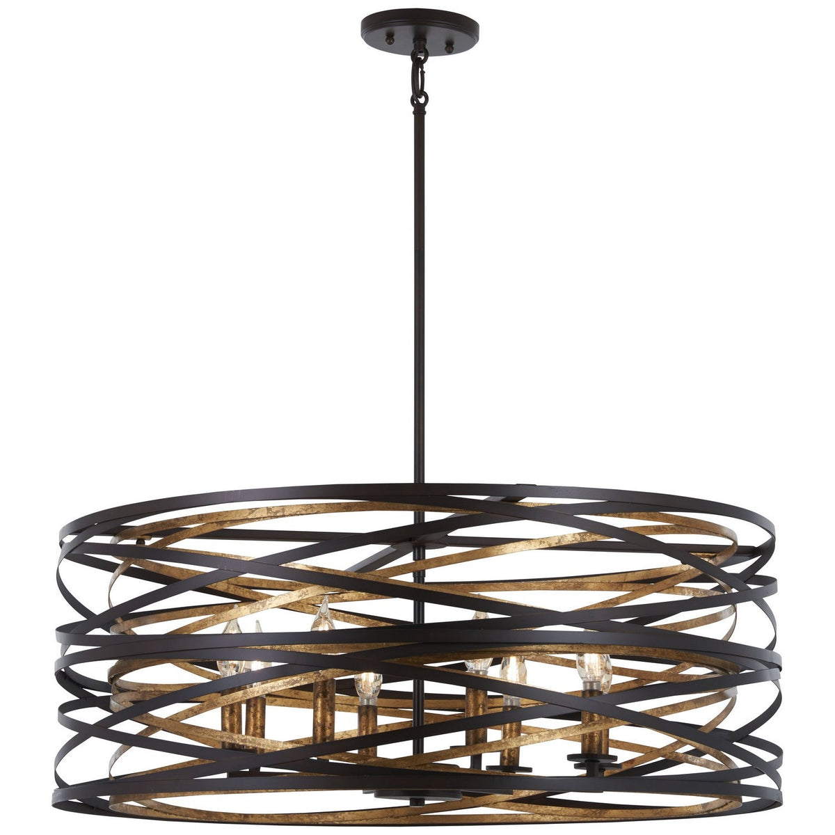 Minka-Lavery - 4677-111 - Eight Light Pendant - Vortic Flow - Dark Bronze W/Mosaic Gold Inte