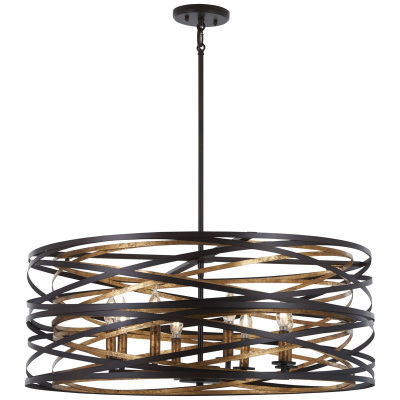 Minka-Lavery - 4677-111 - Eight Light Pendant - Vortic Flow - Dark Bronze W/Mosaic Gold Inte