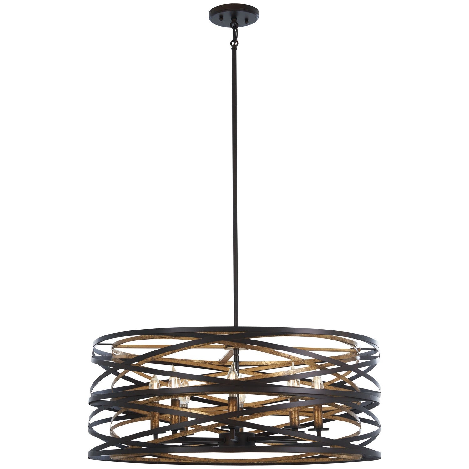 Minka-Lavery - 4678-111 - Eight Light Pendant - Vortic Flow - Dark Bronze W/Mosaic Gold Inte