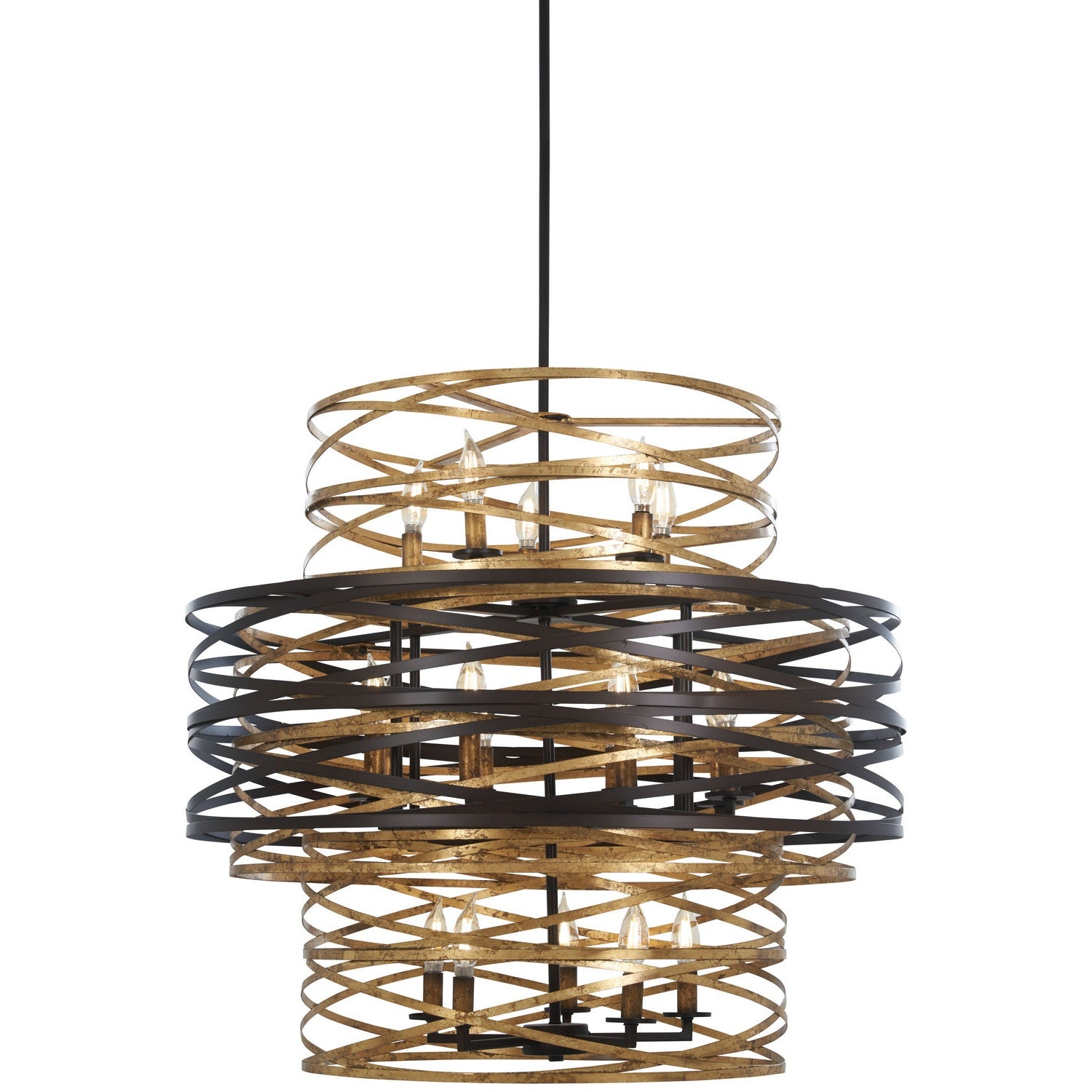 Minka-Lavery - 4679-111 - 18 Light Chandelier - Vortic Flow - Dark Bronze W/Mosaic Gold Inte