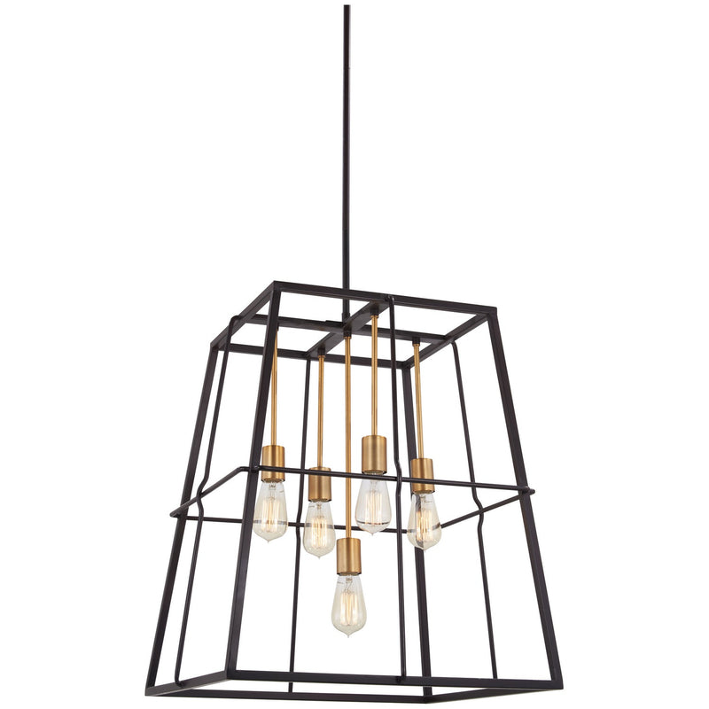 Minka-Lavery - 4765-416 - Five Light Pendant - Keeley Calle - Painted Bronze W/Natural Brush