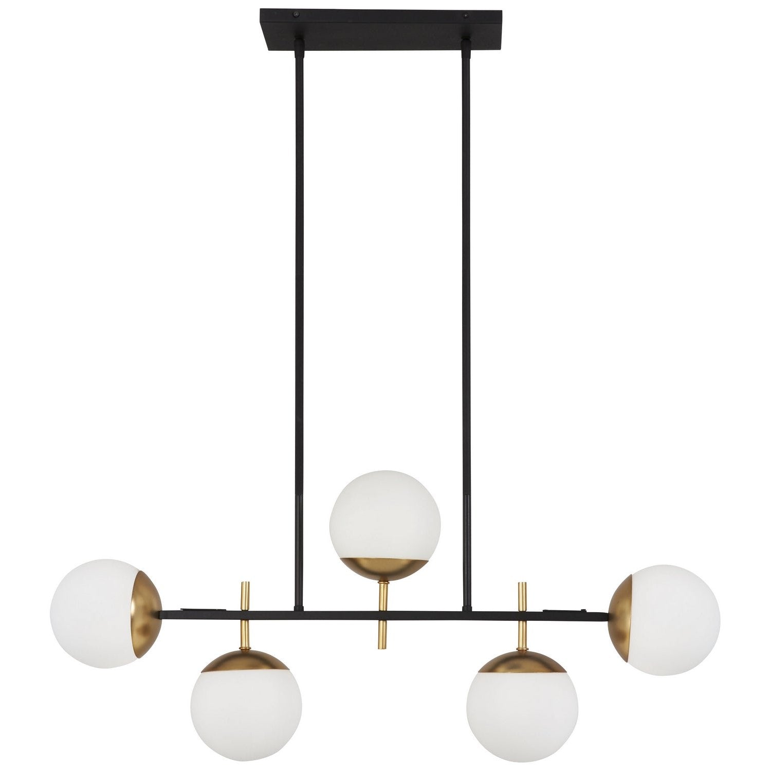 George Kovacs - P1355-618 - Five Light Island Pendant - Alluria - Weathered Black W/Autumn Gold