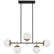 George Kovacs - P1355-618 - Five Light Island Pendant - Alluria - Weathered Black W/Autumn Gold