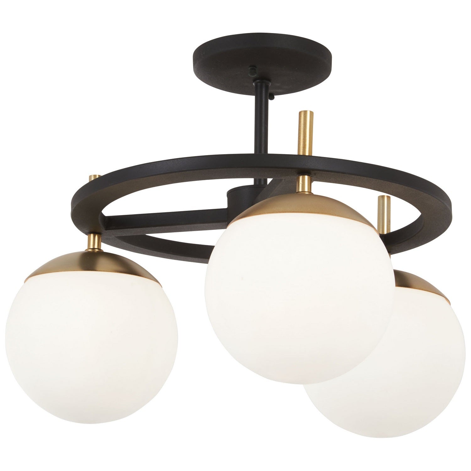 George Kovacs - P1357-618 - Three Light Semi Flush Mount - Alluria - Weathered Black W/Autumn Gold
