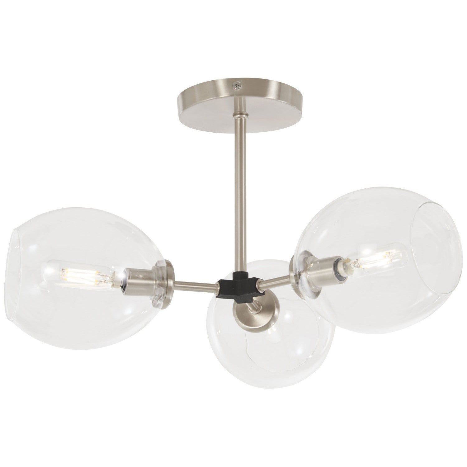 George Kovacs - P1363-619 - Three Light Semi Flush Mount - Nexpo - Brushed Nickel W/Black Accents