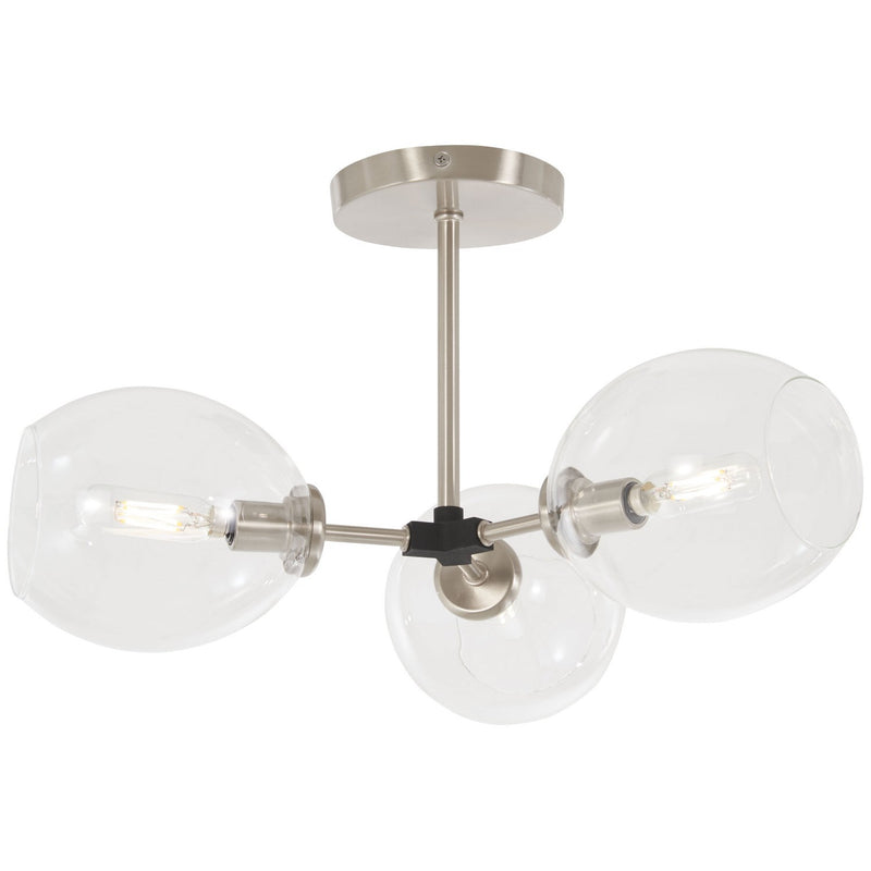 George Kovacs - P1363-619 - Three Light Semi Flush Mount - Nexpo - Brushed Nickel W/Black Accents