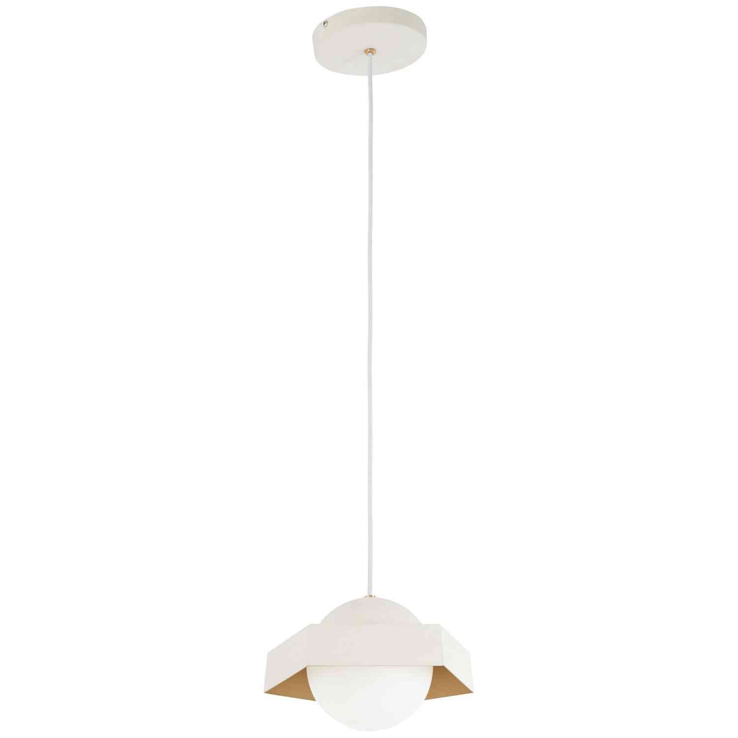 George Kovacs - P1390-044G-L - LED Mini Pendant - Five-O - Textured White W/Gold Leaf