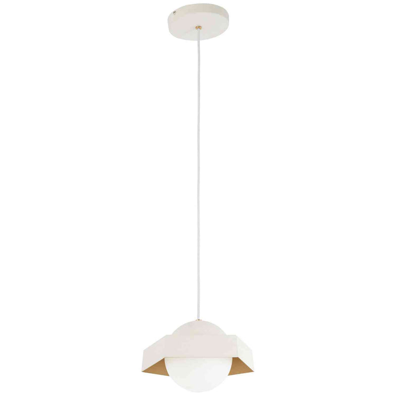 George Kovacs - P1390-044G-L - LED Mini Pendant - Five-O - Textured White W/Gold Leaf