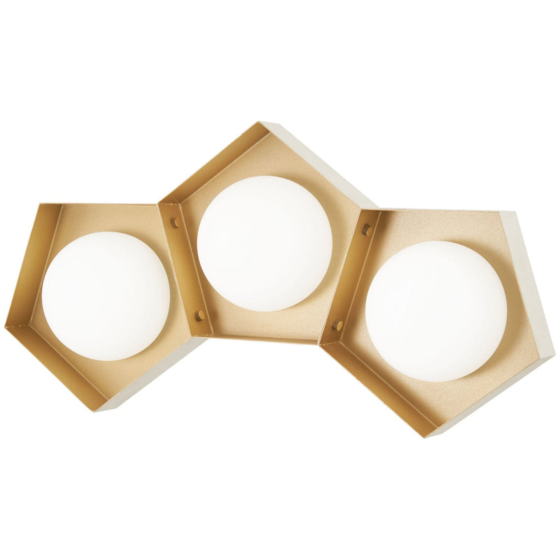 George Kovacs - P1393-044G-L - LED Bath - Five-O - Textured White W/Gold Leaf