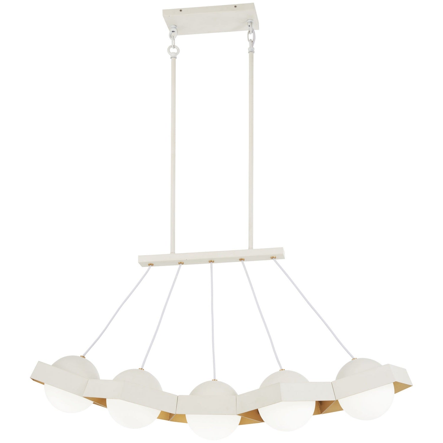 George Kovacs - P1396-044G-L - LED Island Pendant - Five-O - Textured White W/Gold Leaf
