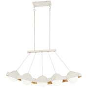 George Kovacs - P1396-044G-L - LED Island Pendant - Five-O - Textured White W/Gold Leaf