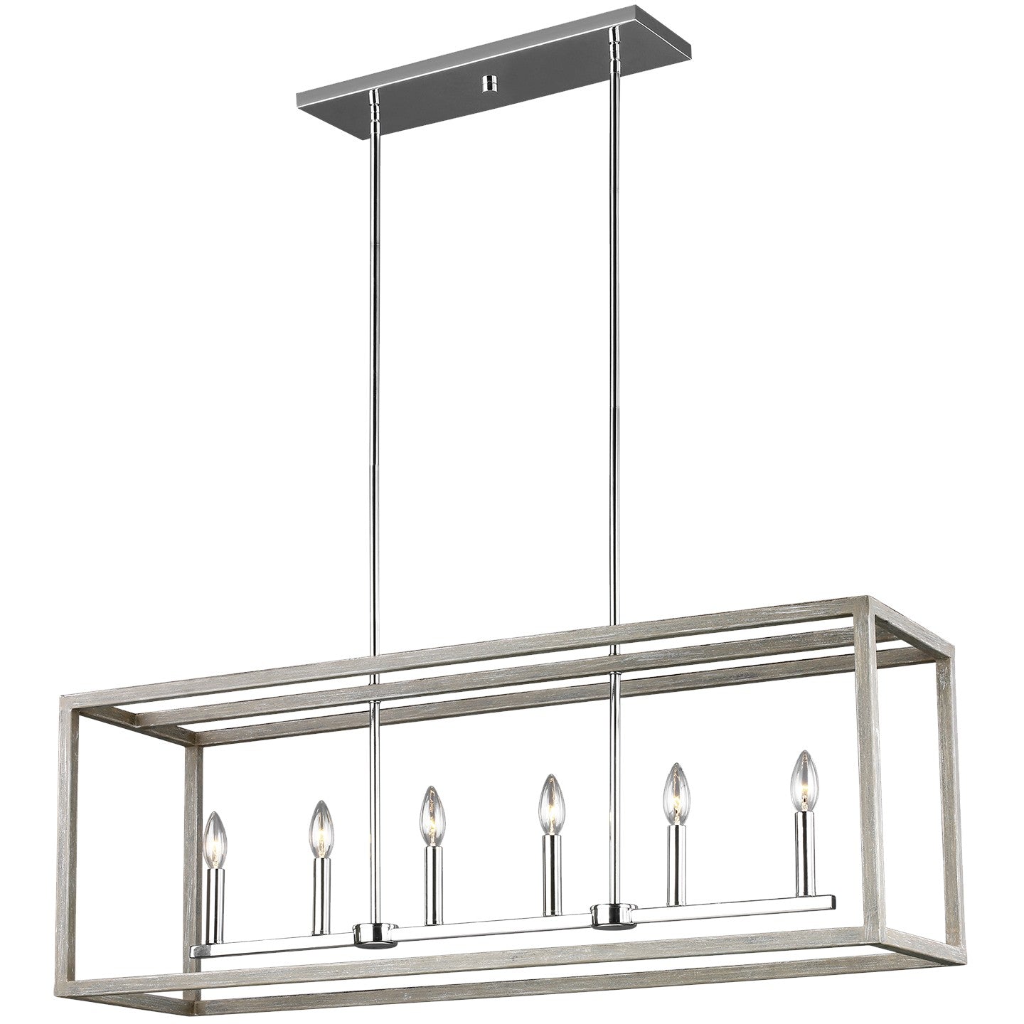 Generation Lighting - 6634506-872 - Six Light Island Pendant - Moffet Street - Washed Pine