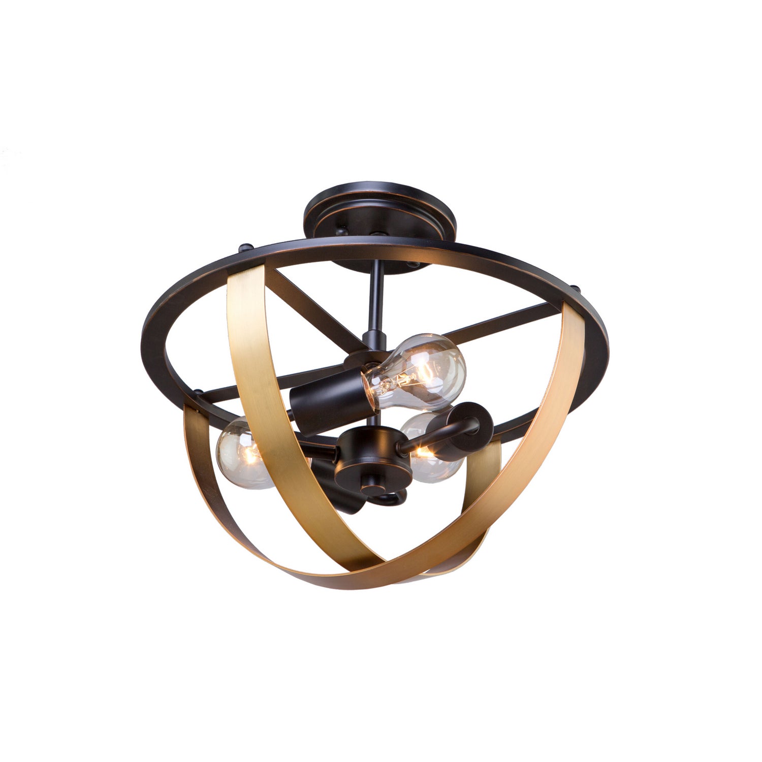 Artcraft - AC11233 - Three Light Semi Flush Mount - Capri - Dark Bronze & Satin Brass