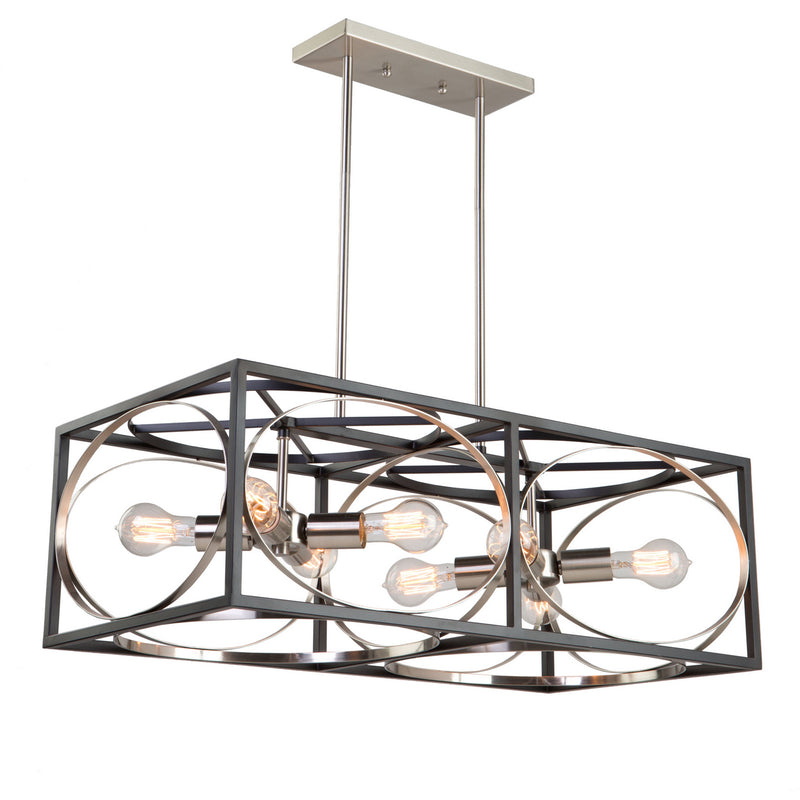 Artcraft - CL15098 - Eight Light Island Pendant - Corona - Black & Polished Nickel