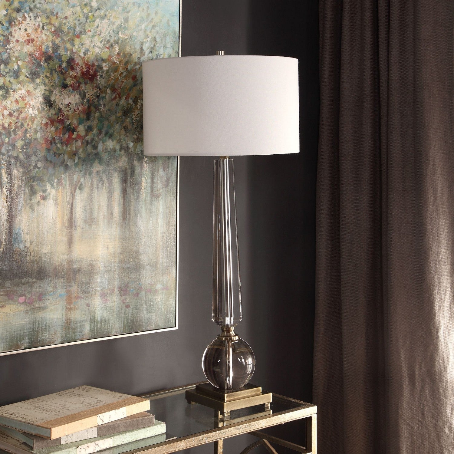 Uttermost - 27883 - One Light Table Lamp - Crista - Brushed Nickel