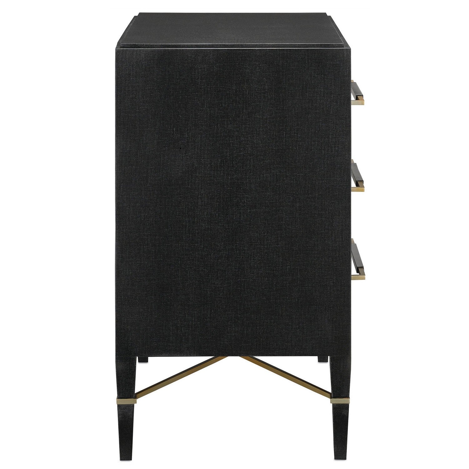 Currey and Company - 3000-0065 - Chest - Verona Collection - Black Lacquered Linen/Champagne