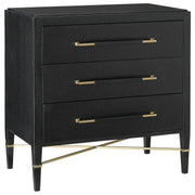 Currey and Company - 3000-0065 - Chest - Verona Collection - Black Lacquered Linen/Champagne