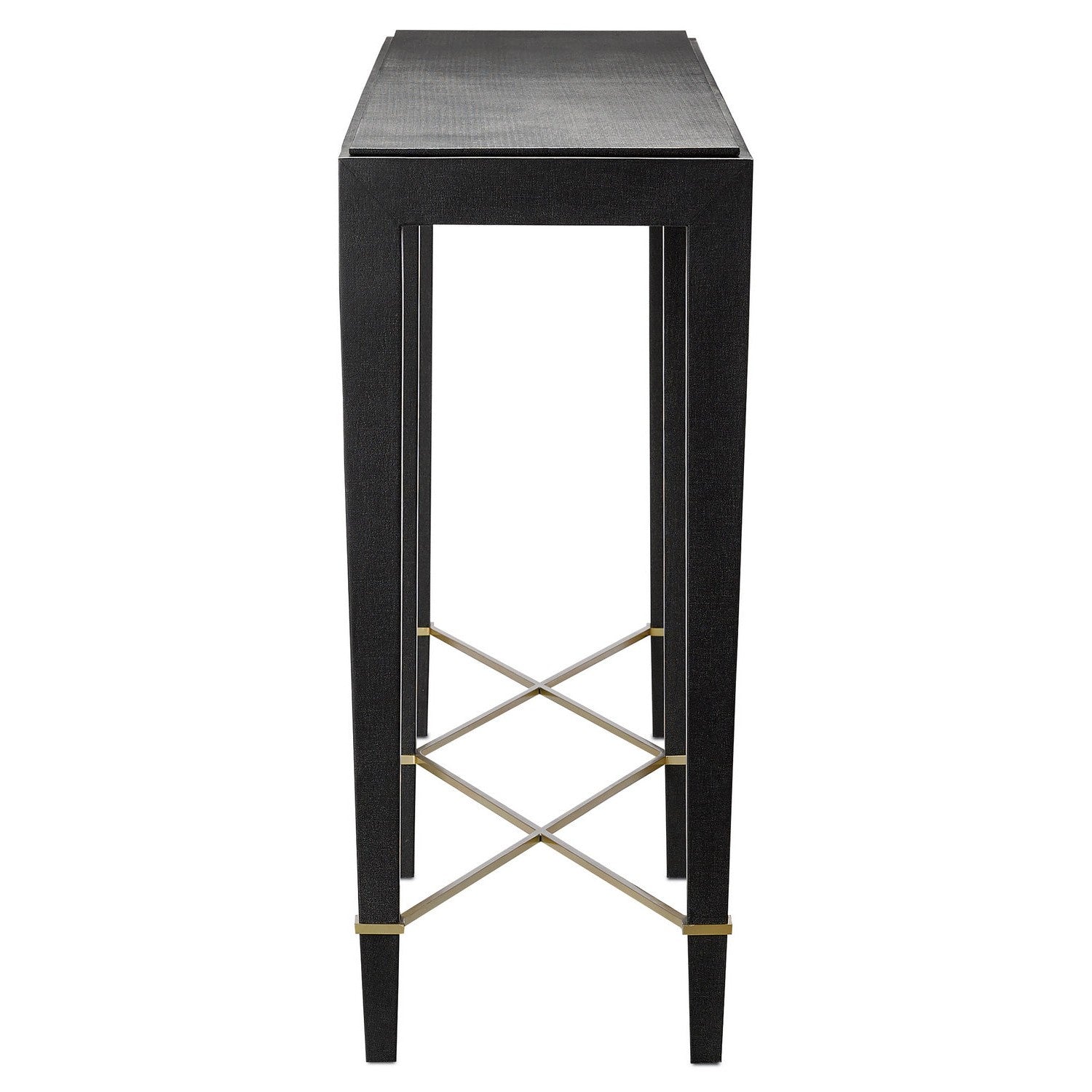 Currey and Company - 3000-0097 - Console Table - Verona Collection - Black Lacquered Linen/Champagne