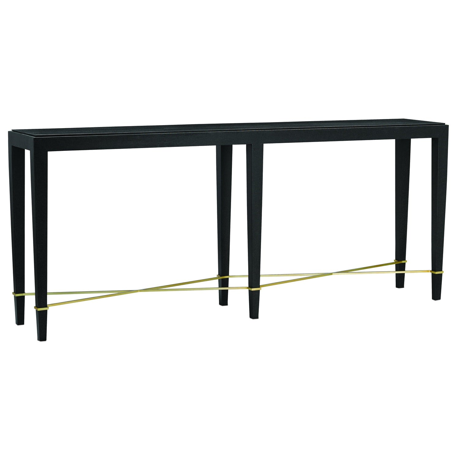 Currey and Company - 3000-0097 - Console Table - Verona Collection - Black Lacquered Linen/Champagne