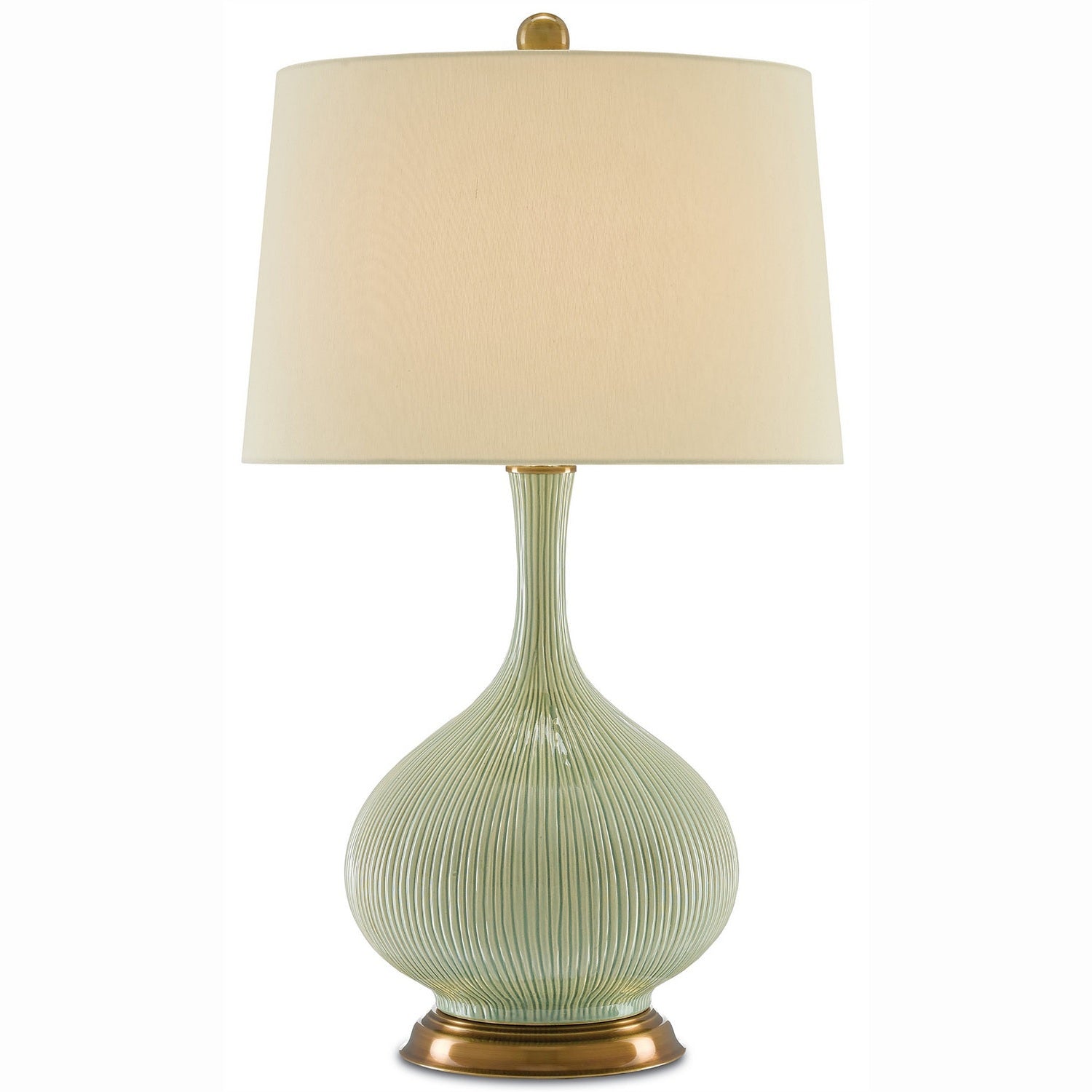 Currey and Company - 6000-0218 - One Light Table Lamp - Cait Green Table Lamp - Grass Green/Antique Brass