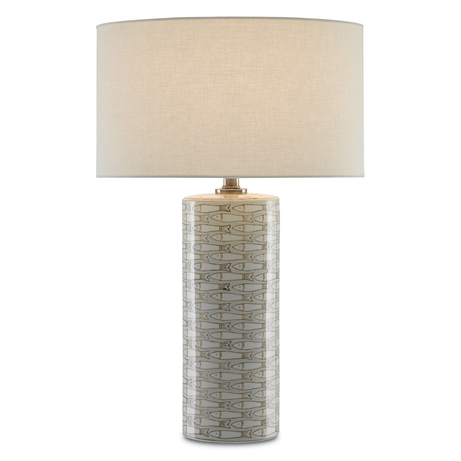Currey and Company - 6000-0283 - One Light Table Lamp - Fisch Collection - Gray/White/Antique Nickel