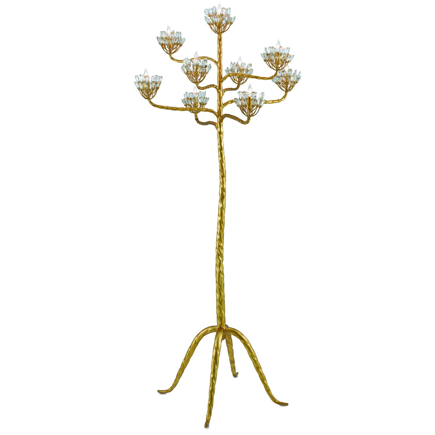 Currey and Company - 8000-0045 - Nine Light Floor Candelabra - Agave Americana Collection - Contemporary Gold Leaf